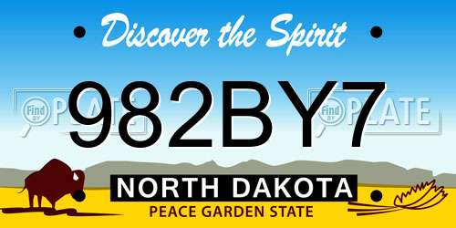 982BY7 North Dakota License Plate