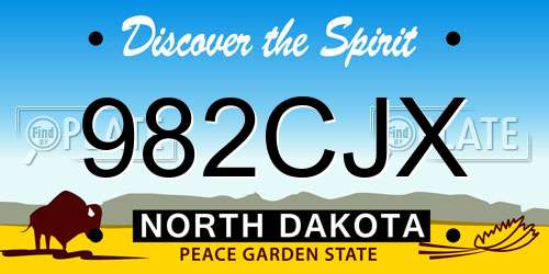 982CJX North Dakota License Plate