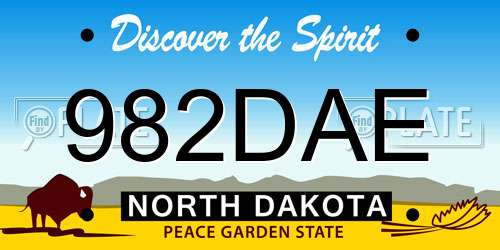 982DAE North Dakota License Plate