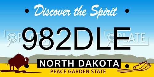 982DLE North Dakota License Plate