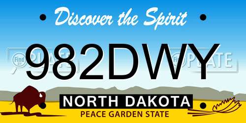 982DWY North Dakota License Plate