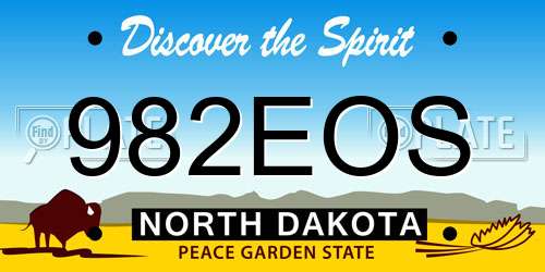 982EOS North Dakota License Plate