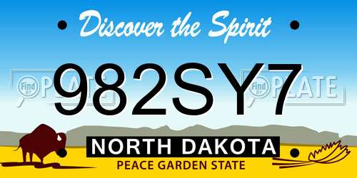 982SY7 North Dakota License Plate