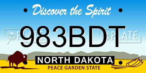 983BDT North Dakota License Plate