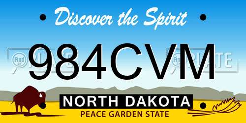 984CVM North Dakota License Plate