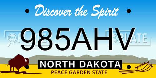 985AHV North Dakota License Plate