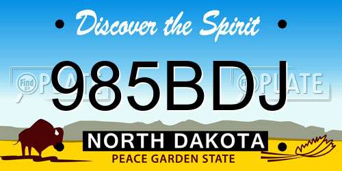 985BDJ North Dakota License Plate