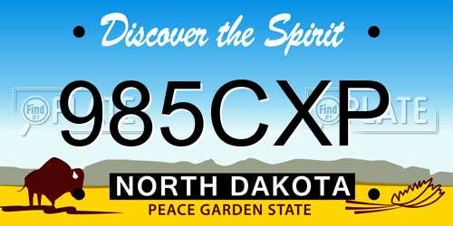 985CXP North Dakota License Plate