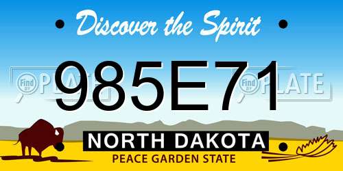 985E71 North Dakota License Plate
