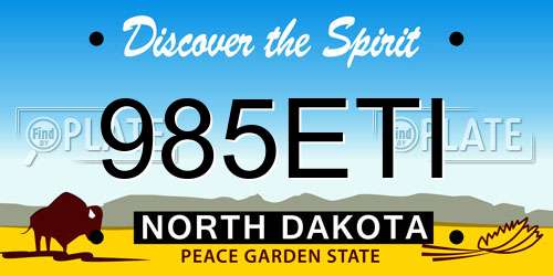 985ETI North Dakota License Plate