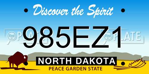 985EZ1 North Dakota License Plate