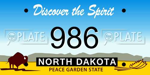 986 North Dakota License Plate