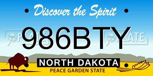 986BTY North Dakota License Plate