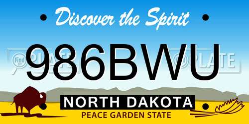 986BWU North Dakota License Plate
