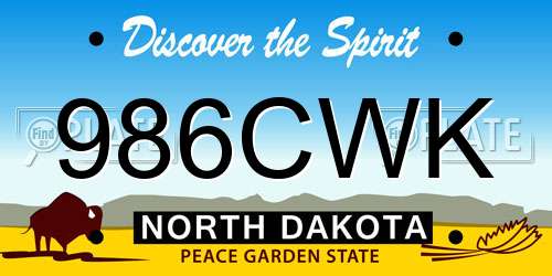 986CWK North Dakota License Plate
