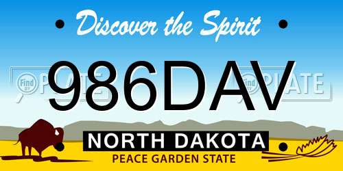 986DAV North Dakota License Plate