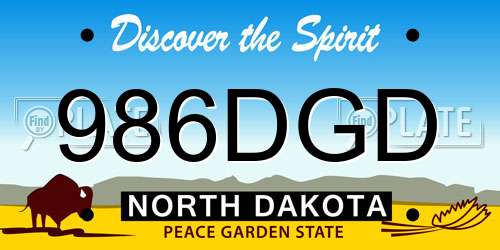 986DGD North Dakota License Plate