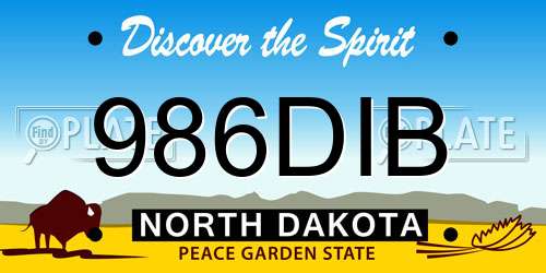 986DIB North Dakota License Plate