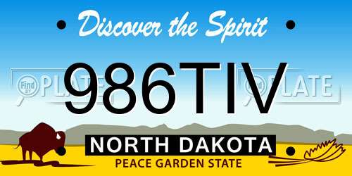986TIV North Dakota License Plate
