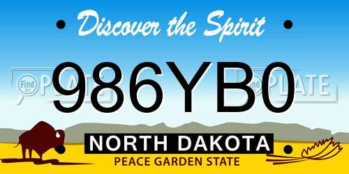 986YB0 North Dakota License Plate