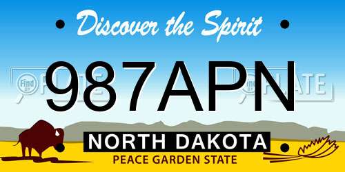 987APN North Dakota License Plate
