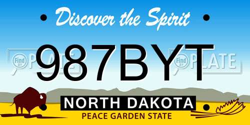 987BYT North Dakota License Plate