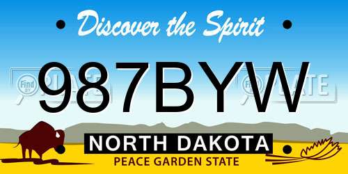 987BYW North Dakota License Plate