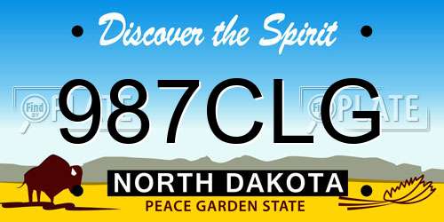 987CLG North Dakota License Plate
