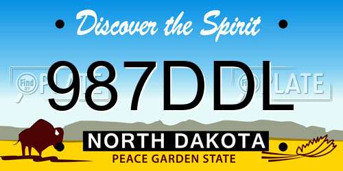 987DDL North Dakota License Plate