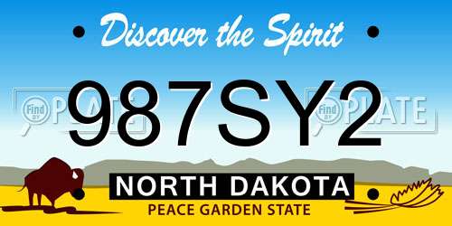 987SY2 North Dakota License Plate