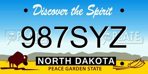 987SYZ North Dakota License Plate