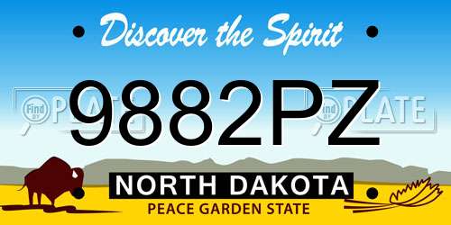 9882PZ North Dakota License Plate