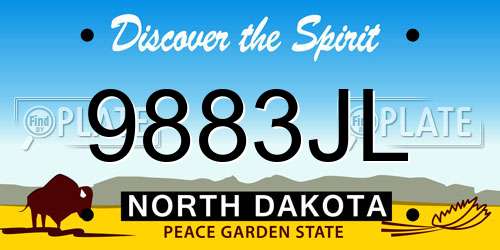 9883JL North Dakota License Plate
