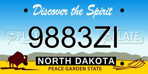 9883ZI North Dakota License Plate