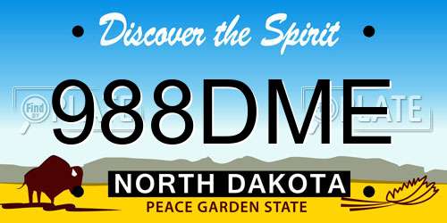 988DME North Dakota License Plate