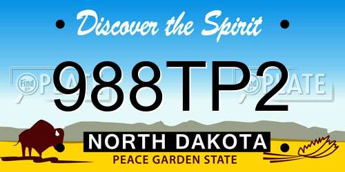 988TP2 North Dakota License Plate