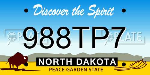 988TP7 North Dakota License Plate