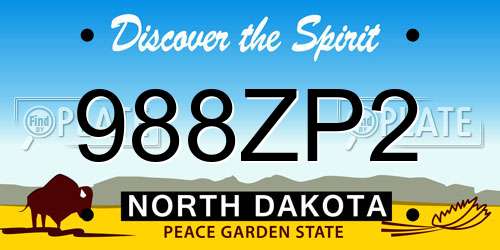 988ZP2 North Dakota License Plate