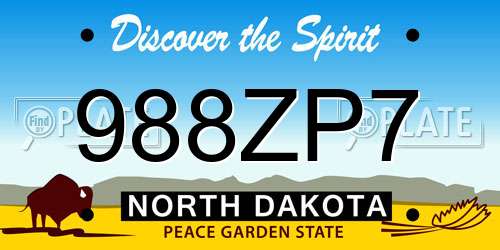 988ZP7 North Dakota License Plate