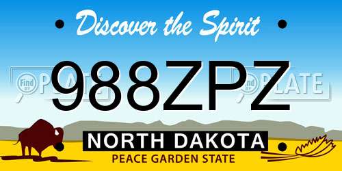 988ZPZ North Dakota License Plate