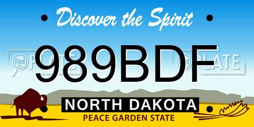 989BDF North Dakota License Plate
