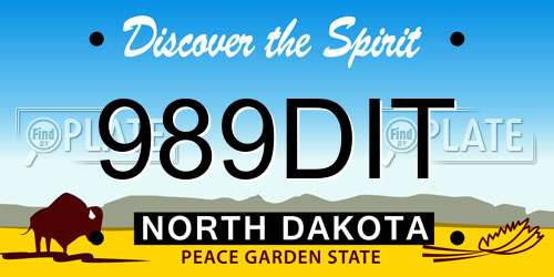 989DIT North Dakota License Plate