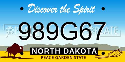 989G67 North Dakota License Plate