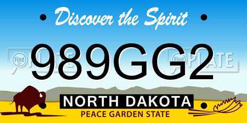 989GG2 North Dakota License Plate
