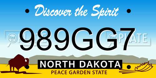 989GG7 North Dakota License Plate