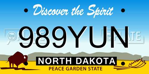 989YUN North Dakota License Plate