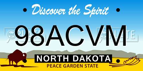 98ACVM North Dakota License Plate