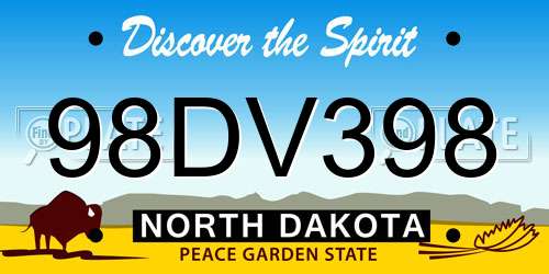 98DV398 North Dakota License Plate