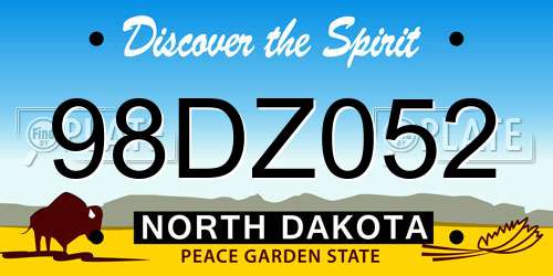 98DZ052 North Dakota License Plate