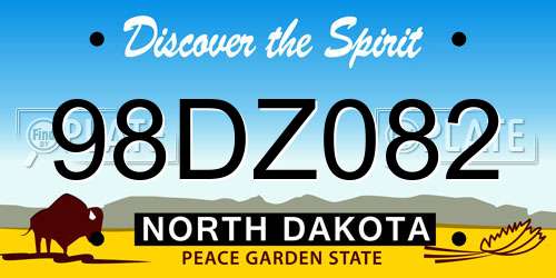98DZ082 North Dakota License Plate